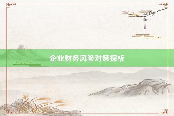企业财务风险对策探析